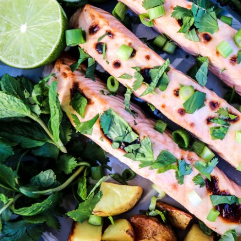 Coconut Broiled Salmon with Fresh Herbs